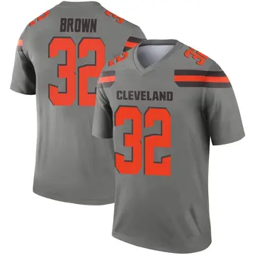 Limited Men's Jim Brown Gray Jersey - #32 Football Cleveland Browns 100th  Season Inverted Legend Size 40/M